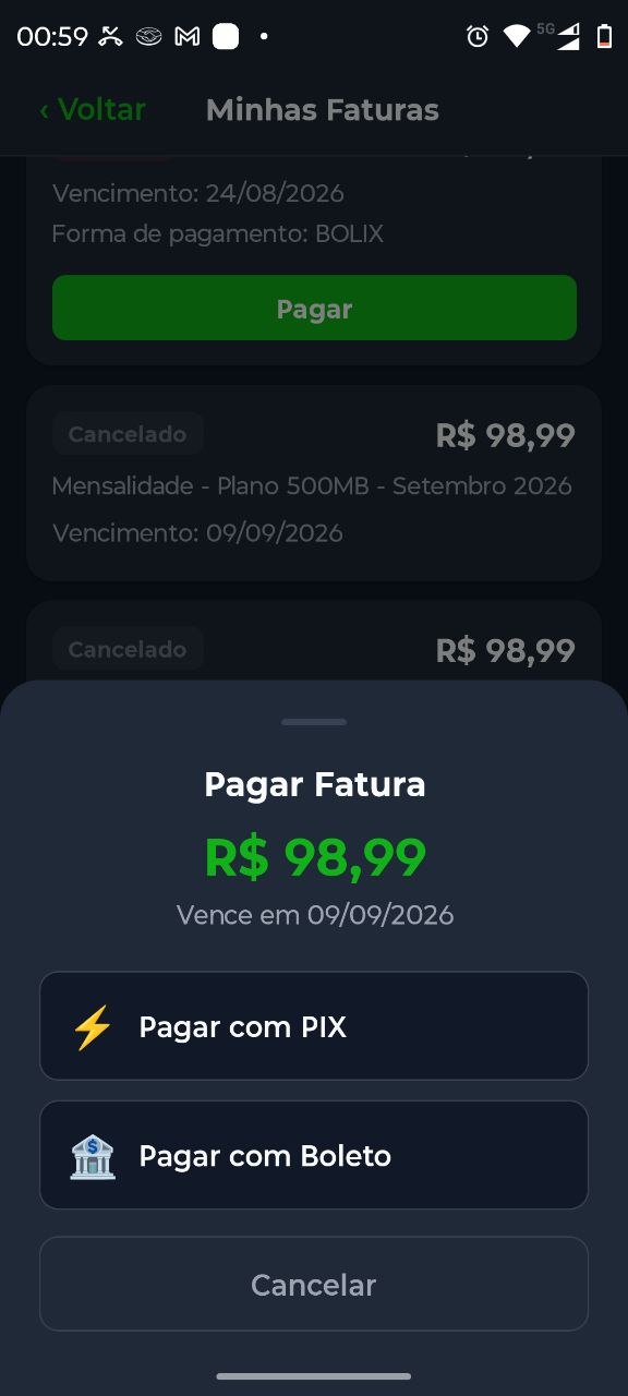 Pagamento no App do Cliente