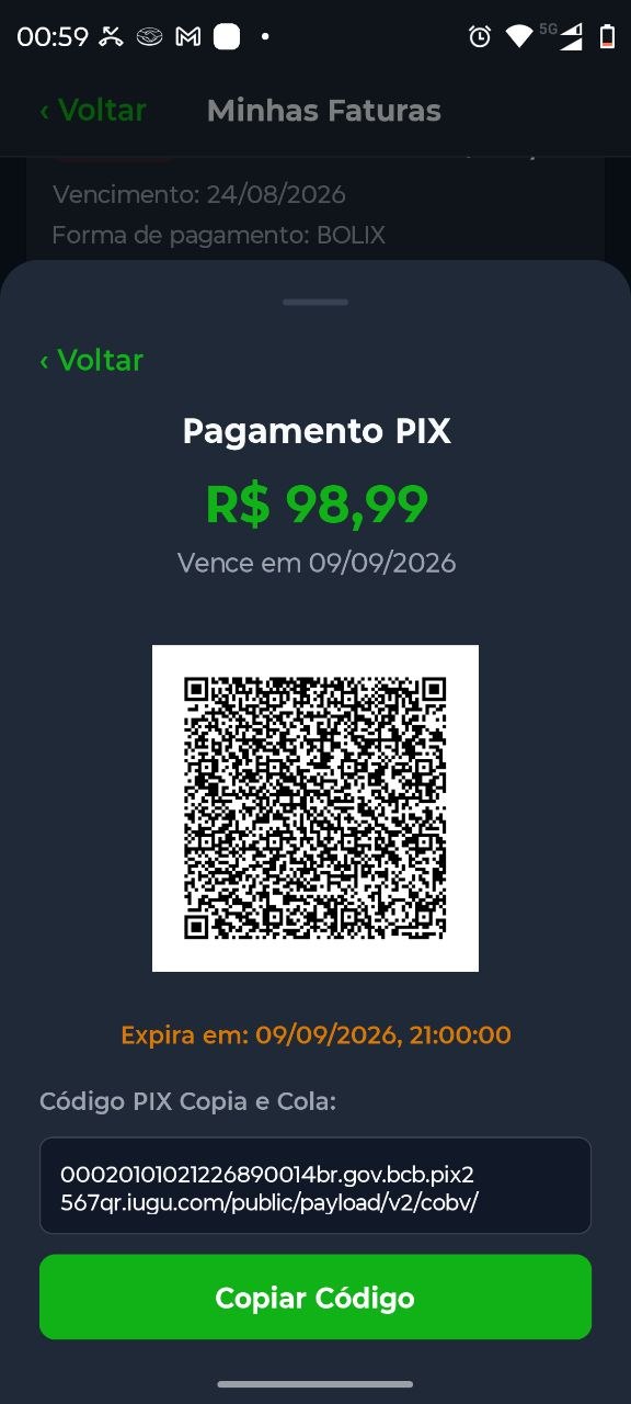 Pagamento via PIX no App do Cliente