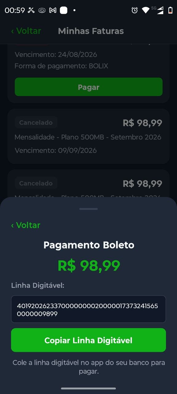 Boleto no App do Cliente