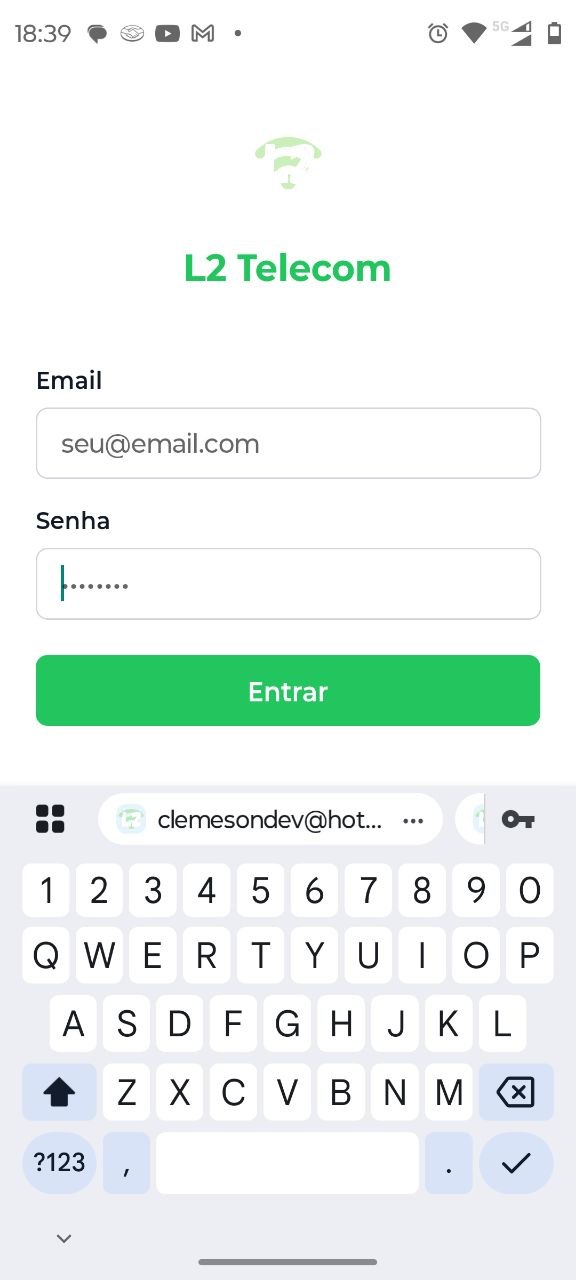 Tela de login do App do Técnico