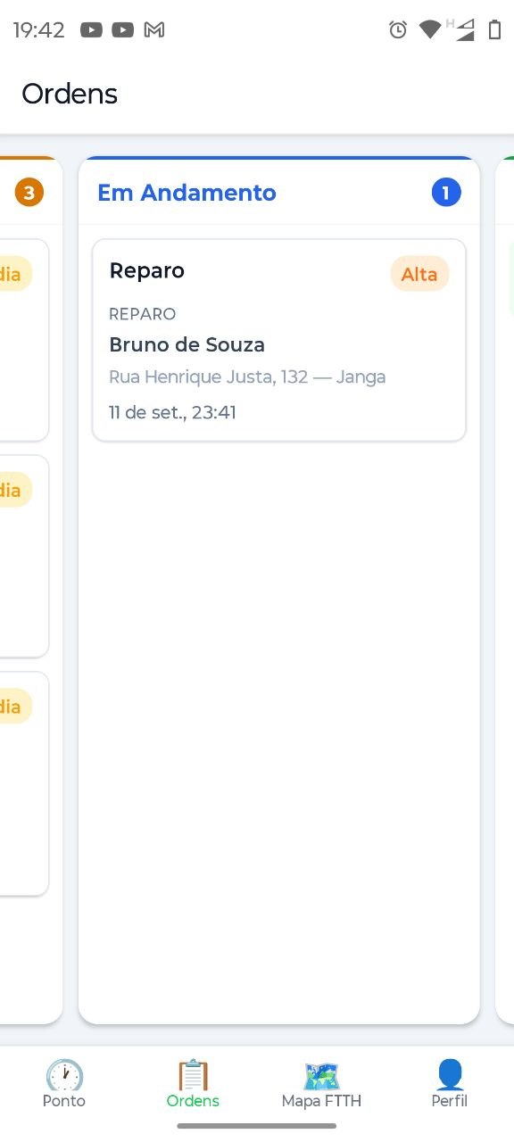 Detalhe de ordem de serviço no App do Técnico